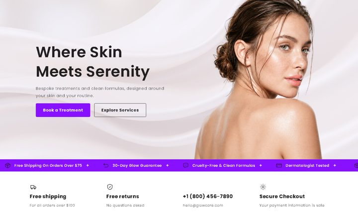 Glow spa page preview